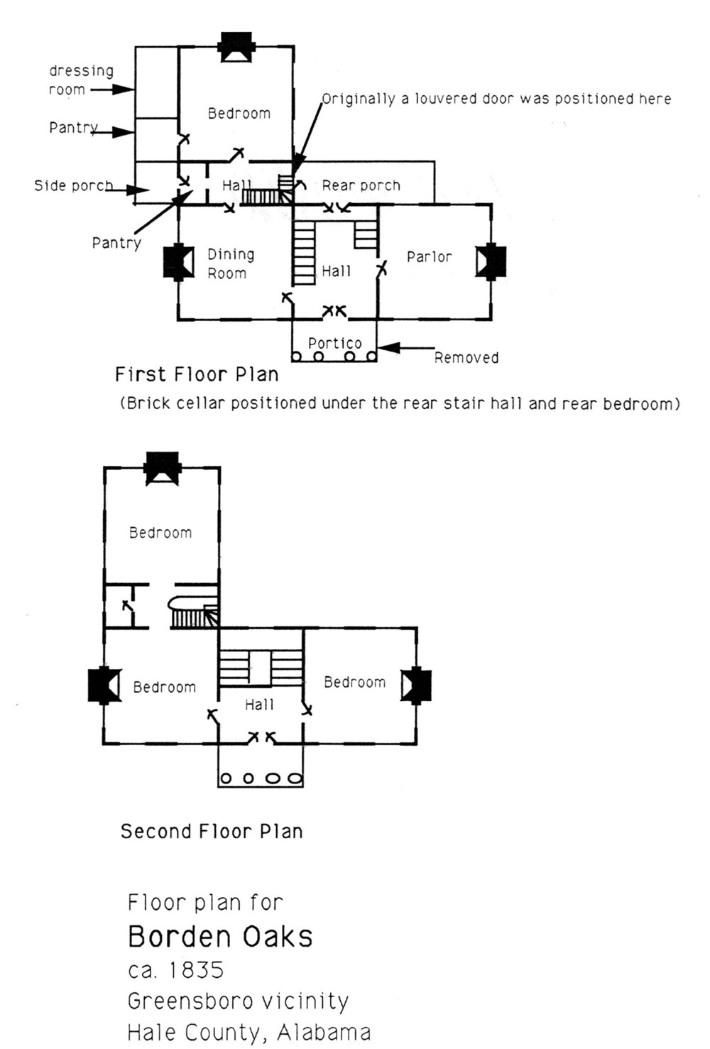Borden Oaks Plantation, Greensboro Alabama Floor Plan