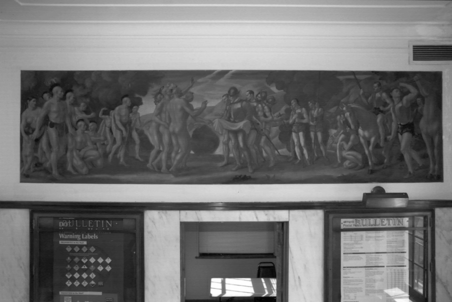 Old Guntersville Post Office Building, Guntersville Alabama First floor, lobby, detail of mural looking north (2009)