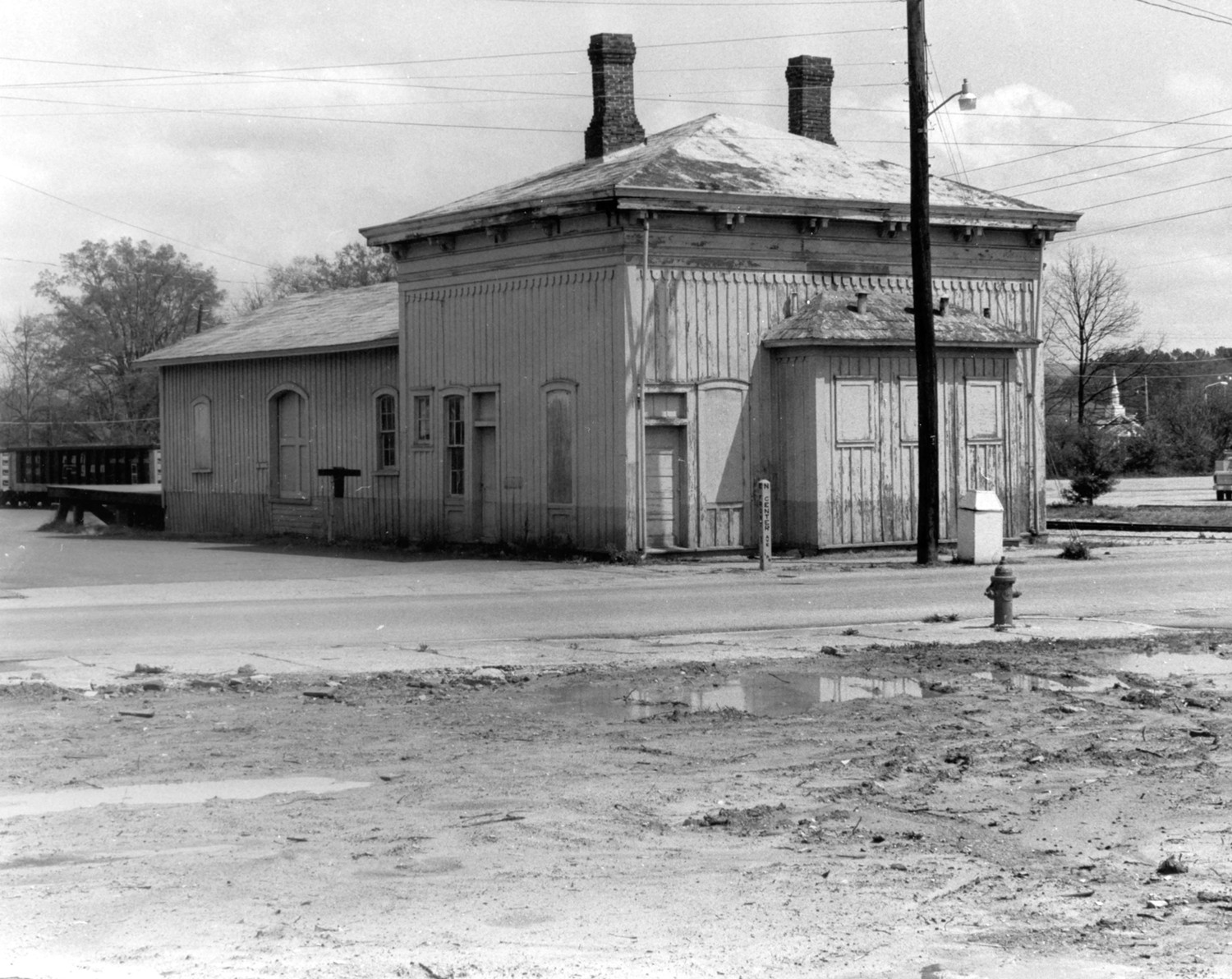 Southern Railway Depot, Piedmont Alabama Looking Southeast at front of building (1983)