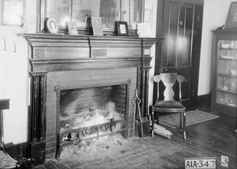 Joseph Wheeler Plantation, Wheeler Alabama 1935 FIREPLACE IN DINING ROOM S.W. REAR ROOM ON 1<sup>st</sup> FLOOR, SECOND HOUSE [MANTEL MOVED FROM 'OLD HOUSE']