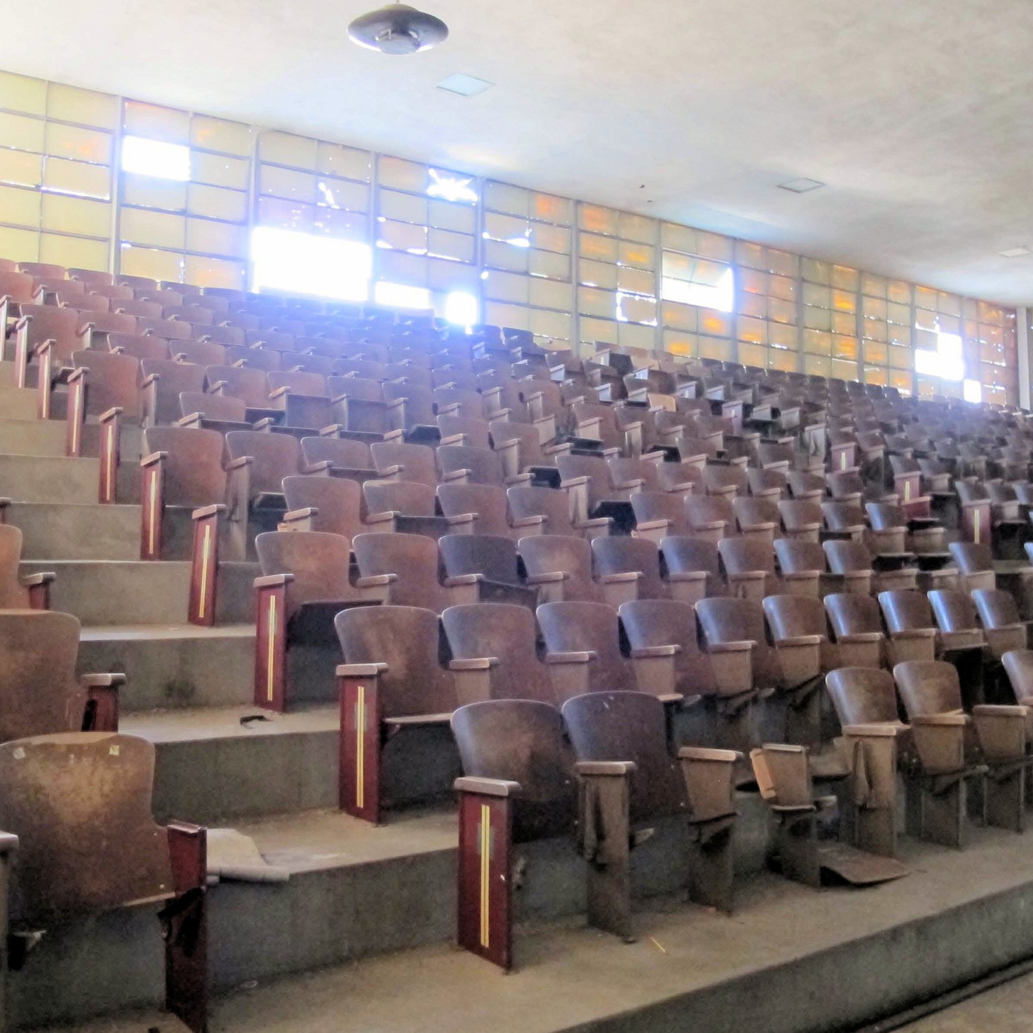 Greenwood School, Hot Springs Arkansas Interior of Gymnasium/Auditorium, showing seating and windows (2016)