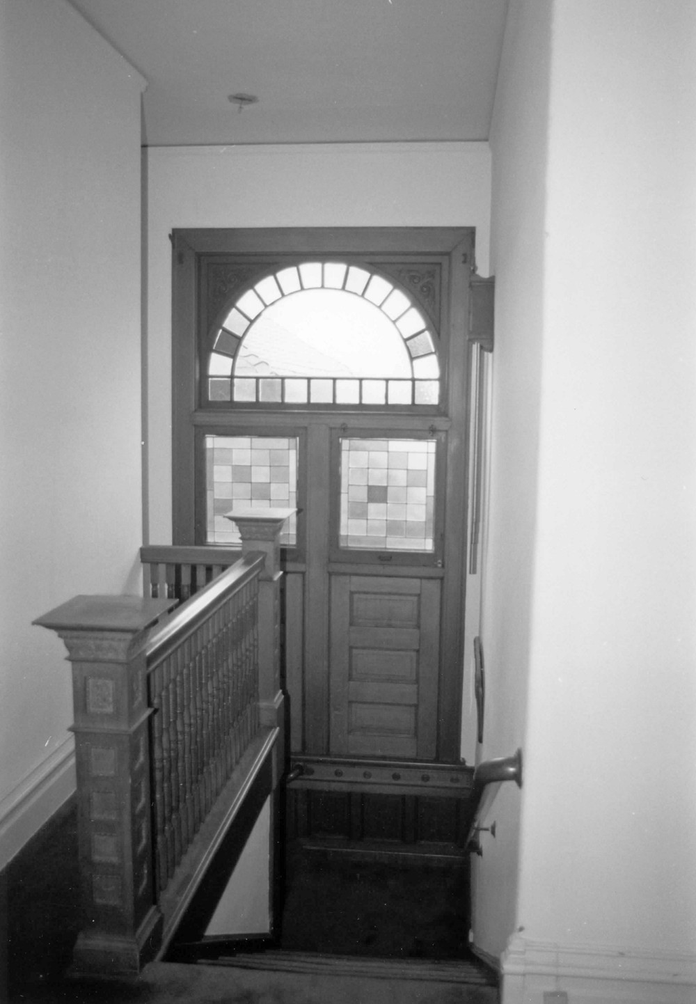 Woodbury-Story House, Altadena California Second floor landing, looking west (1993)