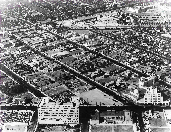 Beverly Wilshire Hotel, Beverly Hills California 1931 Aerial, south elevation