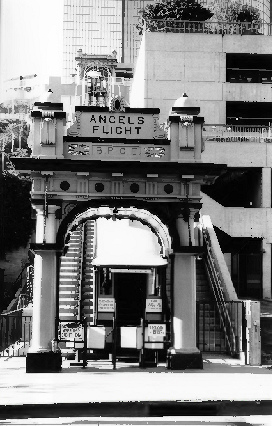 Angels Flight Cable Railway, Los Angeles California 2000 Entrance arch. Hill Street, view west