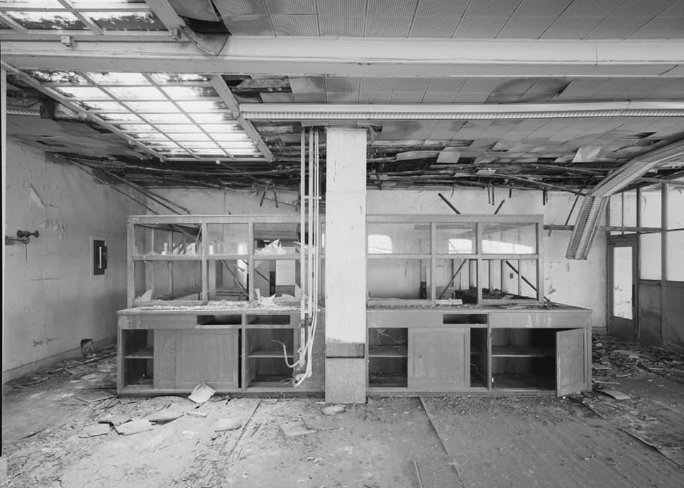 Southern Pacific Train Station Post Office, Sacramento California 1994 View of second floor interior workroom (southwest corner), American Railway Express Building, showing storage cabinetry, skylights. View faces toward east and the central hallway