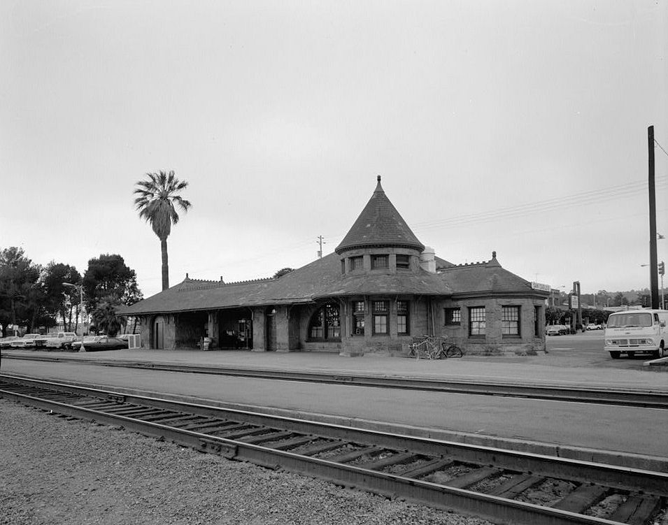 Southern Pacific Railroad Train Depot, San Carlos California 1984 Northeast and northwest facades