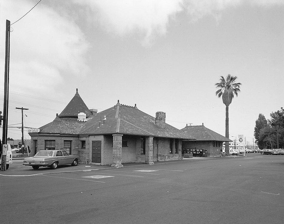Southern Pacific Railroad Train Depot, San Carlos California 1984 Northwest and southwest facades