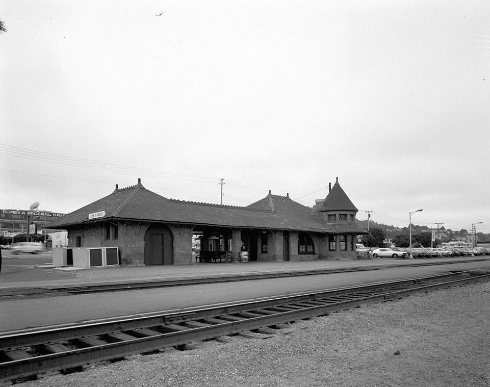 Southern Pacific Railroad Train Depot, San Carlos California 1984 Southeast and northeast facades