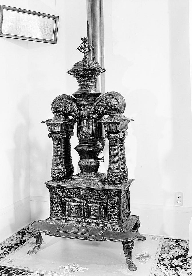 Cast-iron stove at Whaley House, October 1960