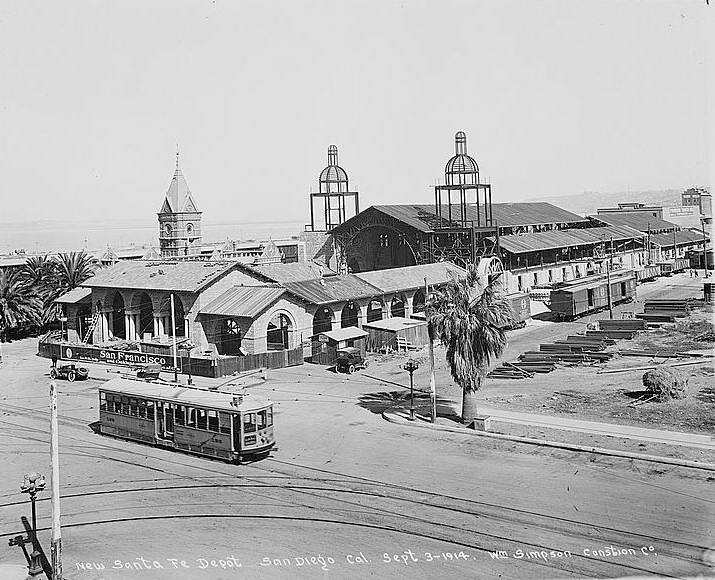 Santa Fe Railroad Station, San Diego California GENERAL VIEW, PRIOR TO DEMOLITION OF OLD STATION, SEPTEMBER 3, 1914