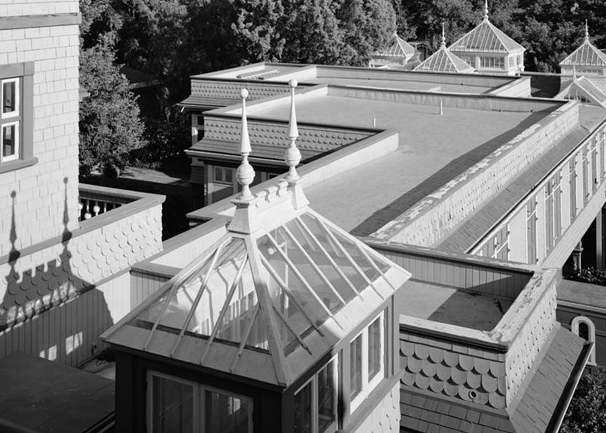 Winchester Mystery House, San Jose California 1980 ROOFS, LOOKING SOUTH FROM TOP FLOOR