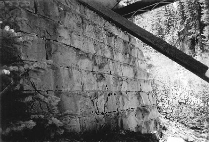 Morley Bridge - Denver South Park & Pacific Railroad Truss Bridge, Romley Colorado 2003 Close-up of stone abutment