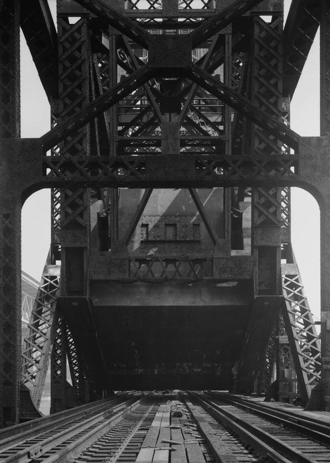 Thames River Railroad Bridge - Groton Bridge, New London Connecticut 1978 LOOKING EAST, SHOWING COUNTERWEIGHT WITH BRIDGE IN OPEN POSITION
