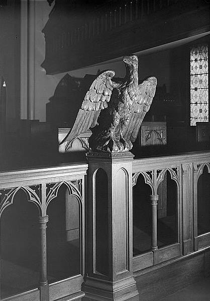 Trinity Church, Southport Connecticut 1966 DETAIL OF ALTAR RAIL, EAGLE LECTURN