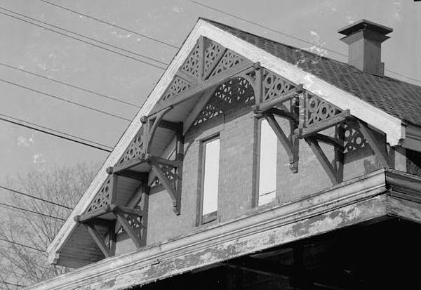 New York, New Haven & Hartford Railroad Eastbound Passenger Station, Southport Connecticut 1966 DETAIL OF GABLE END BRACKETING
