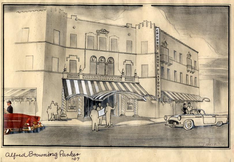 Coconut Grove Playhouse, Miami Florida Alfred Browning Parker sketch plans for his alteration of the Coconut Grove Theater building
