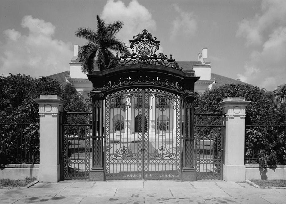 Henry Flagler Mansion - Whitehall, Palm Beach Florida EAST (FRONT) ENTRANCE GATE (1972)