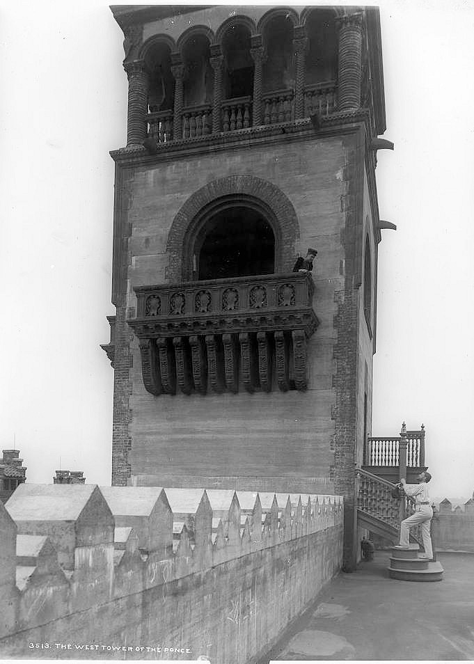 Hotel Ponce de Leon, St Augustine Florida 1890s The west tower of the Ponce de Leon Hotel 