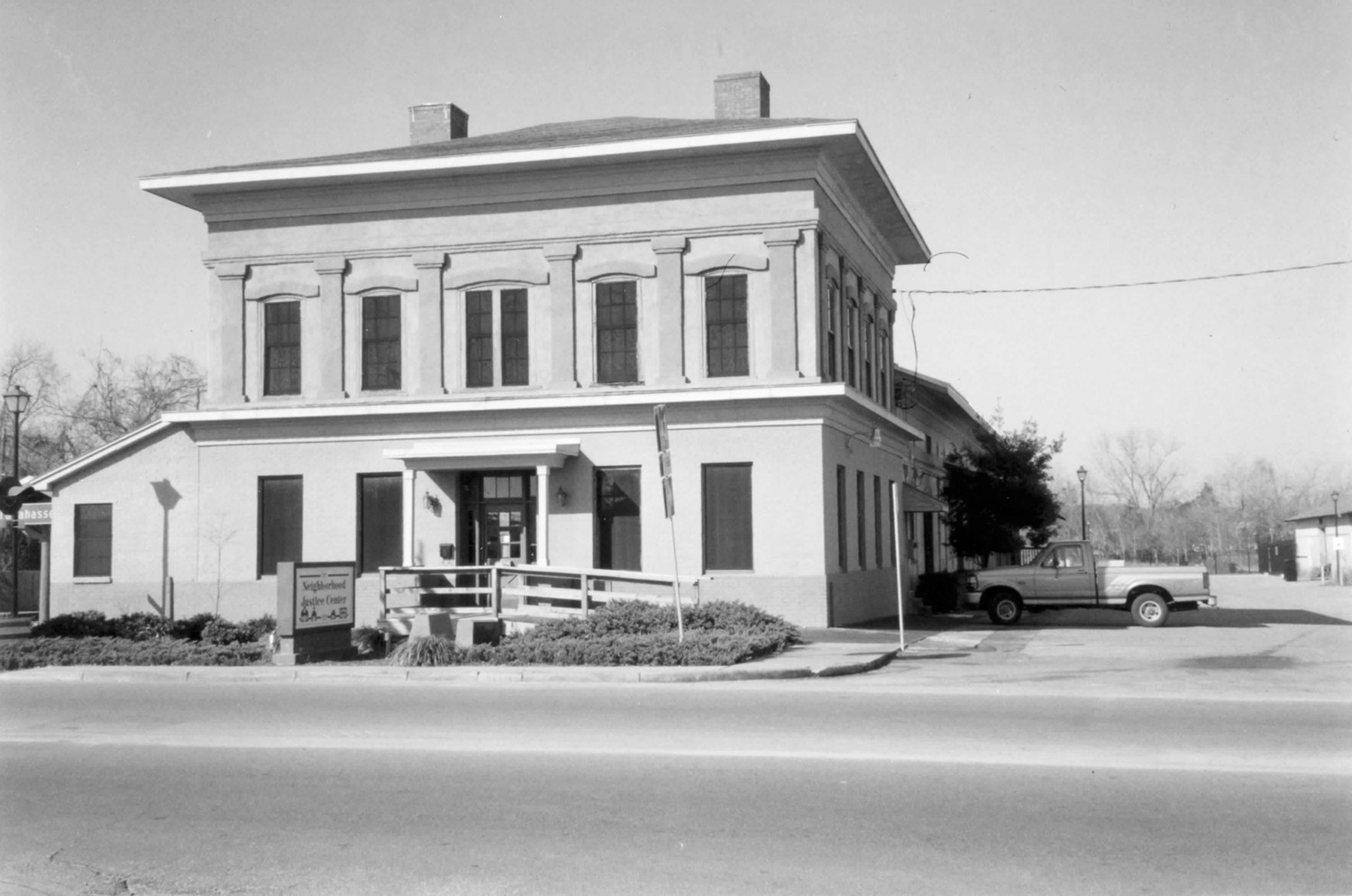 Jacksonville, Pensacola and Mobile Railroad Company Freight Depot, Tallahassee Florida Depot and parking area from Railroad Avenue (1997)