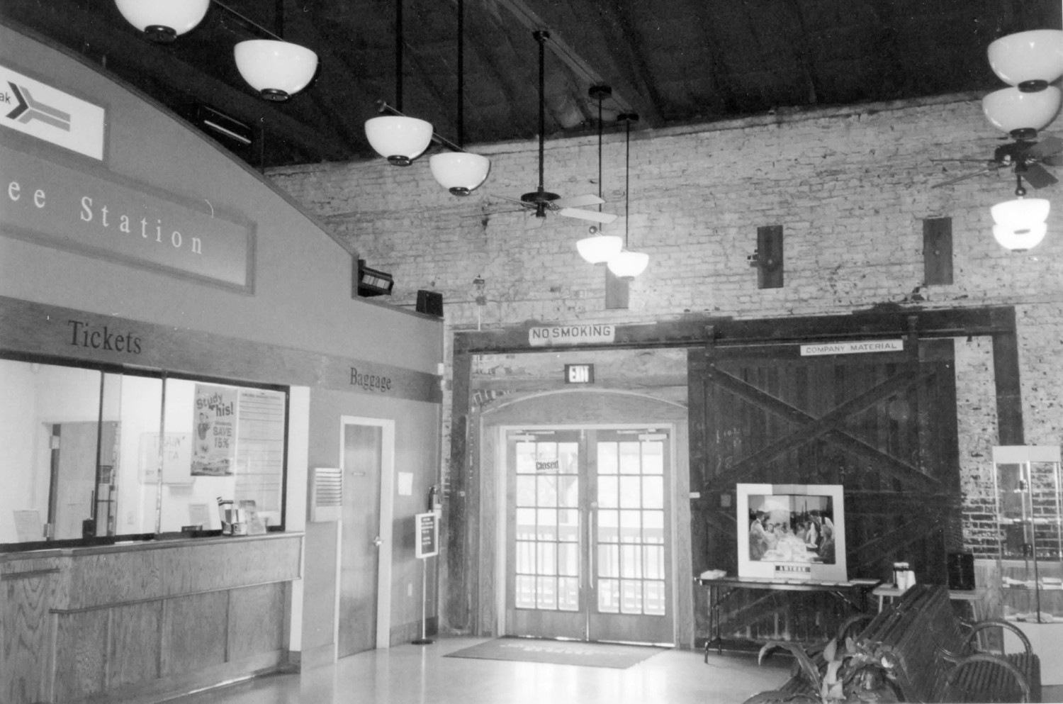 Jacksonville, Pensacola and Mobile Railroad Company Freight Depot, Tallahassee Florida Interior of passenger room ticket window and infill doors (1997)
