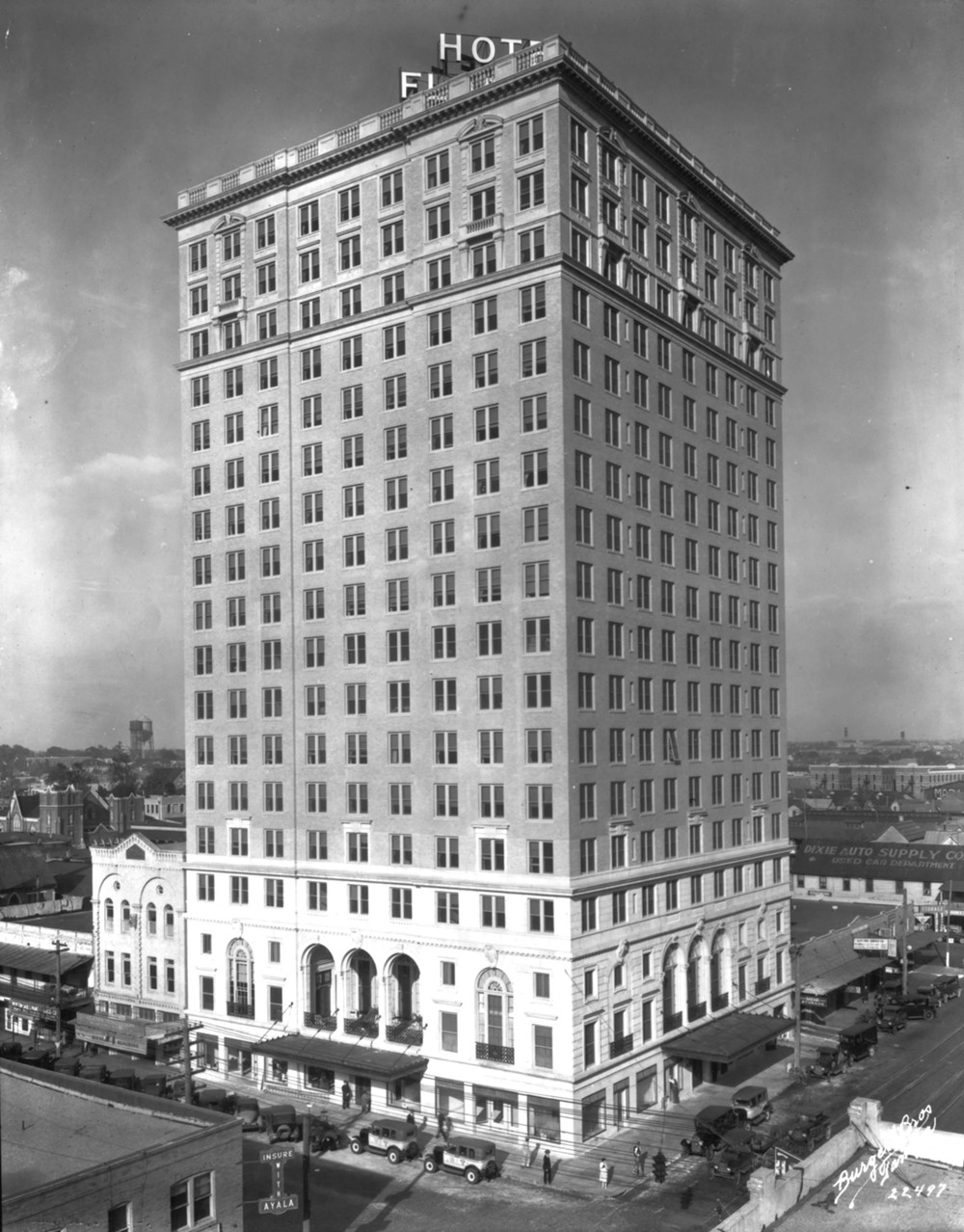 Floridan Hotel, Tampa Florida View from adjacent rooftop, showing W and S elevations looking northeast (1927)
