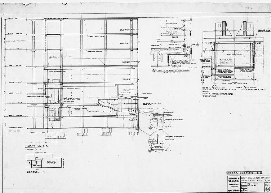 Rich's Downtown Department Store, Atlanta Georgia Cross section B-B, additions and alterations to Rich's Inc., drawing no. A-8.