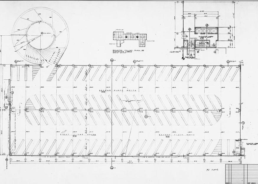 Rich's Downtown Department Store, Atlanta Georgia 1960  Second floor plan, parking garage for Rich's Inc., drawing no. A4-14.