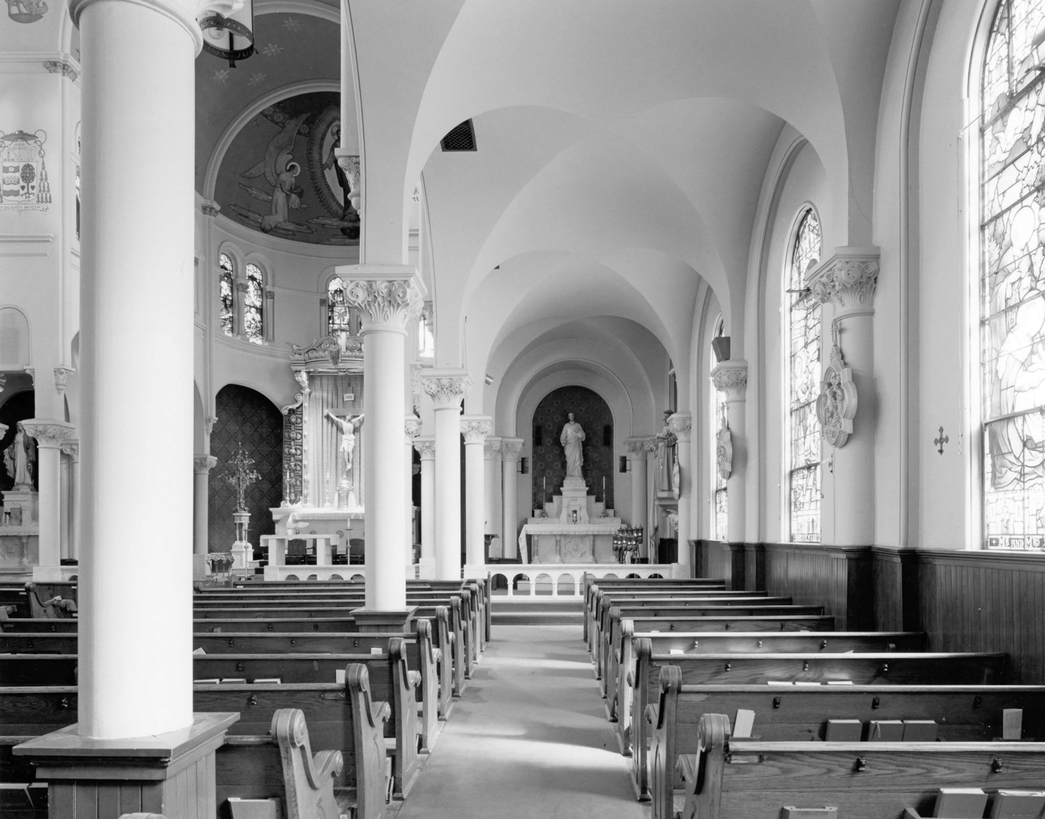 Church of the Sacred Heart of Jesus, Atlanta Georgia Side aisle, south side looking east (1975)