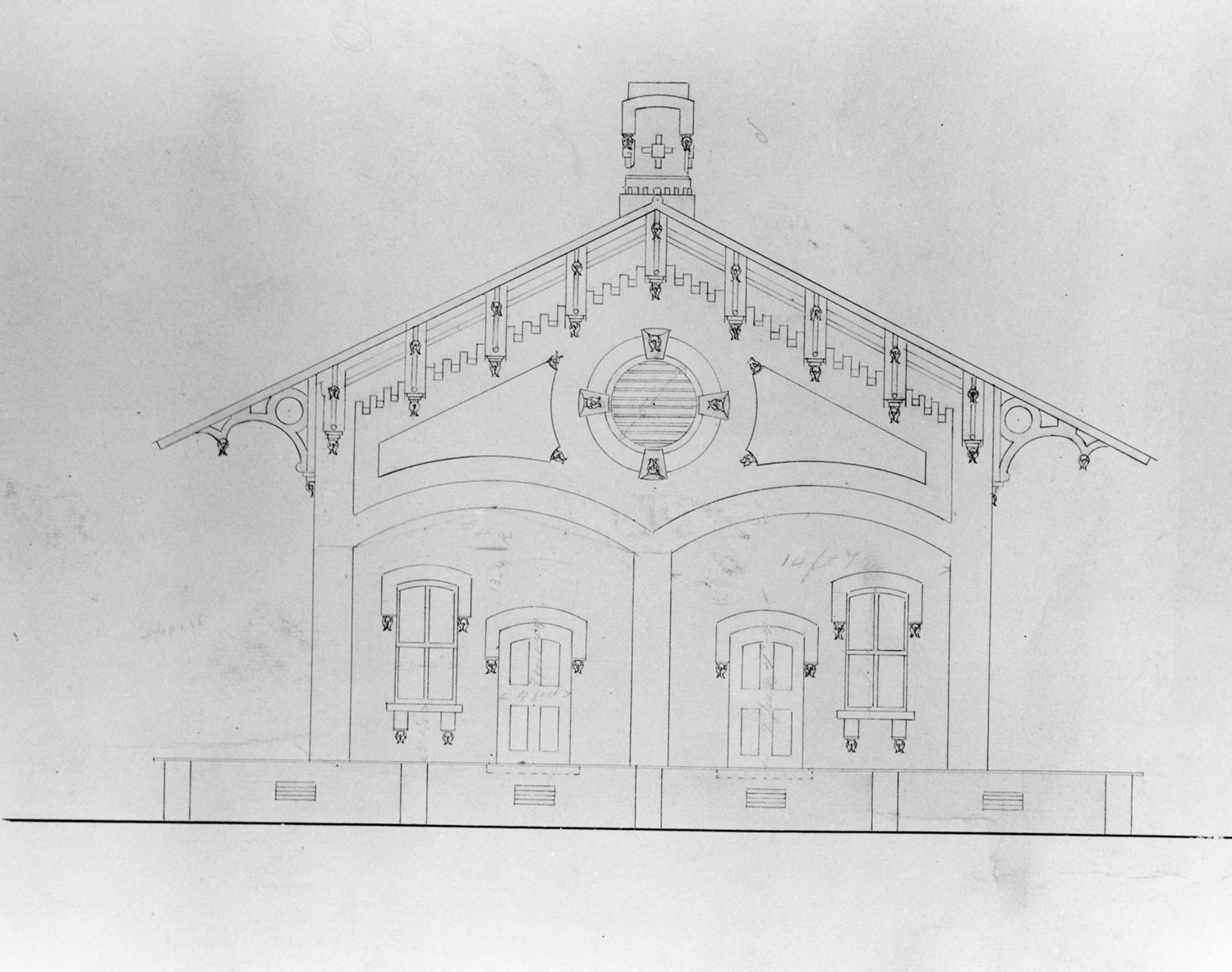 Central of Georgia Railroad Depot, Hampton Georgia Original plans, north elevation 