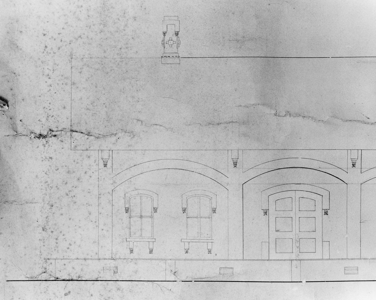 Central of Georgia Railroad Depot, Hampton Georgia Original plans, detail of west elevation