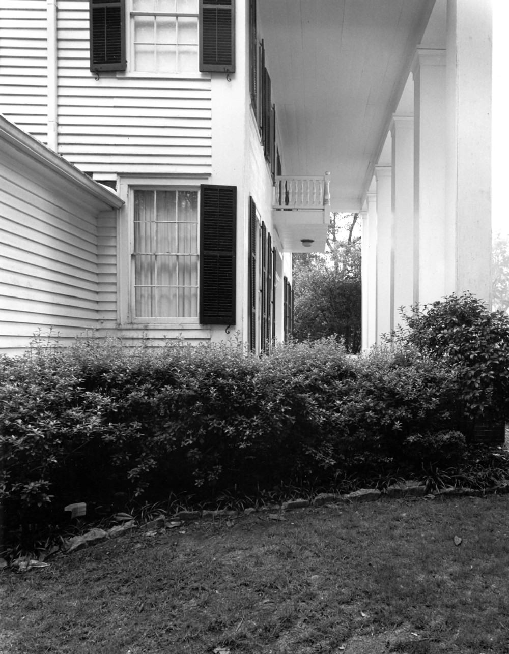 John Chapman Plantation - Hollywood, Jeffersonville Georgia Detail of front portico looking west (1981)