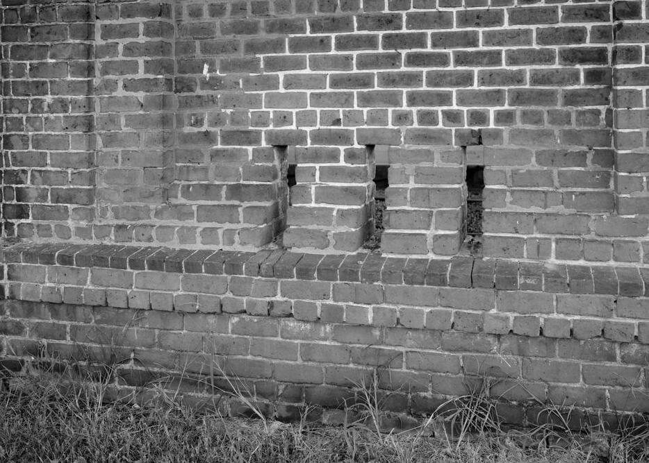Central of Georgia Railway Station, Savannah Georgia Drainage openings at base of wall of arch opening on N elevation.