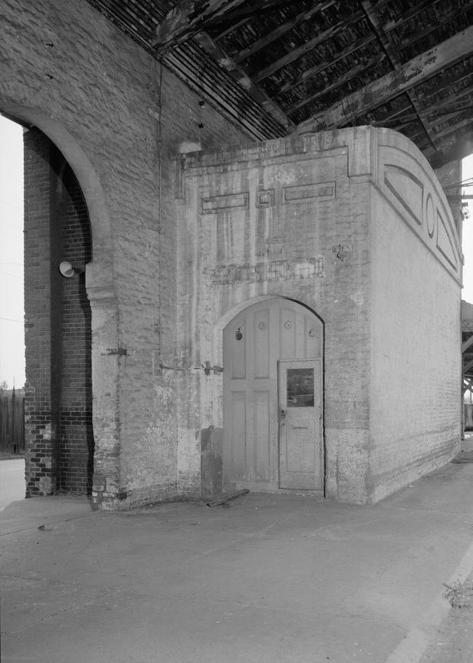 Central of Georgia Railway Station, Savannah Georgia View of Baggage Room in SW corner of Train Shed,