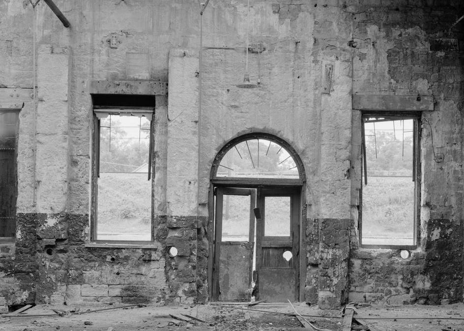Chicago, Burlington and Quincy -CBQ- Railroad Roundhouse and Shops, Aurora Illinois Machine shop A, interior detail of east wall