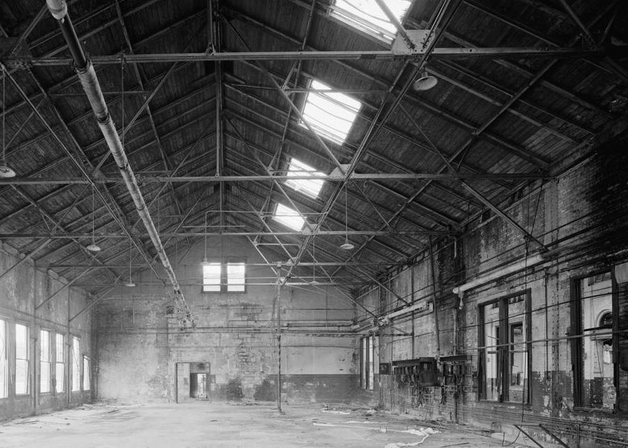 Chicago, Burlington and Quincy -CBQ- Railroad Roundhouse and Shops, Aurora Illinois Tool room, general interior view facing south