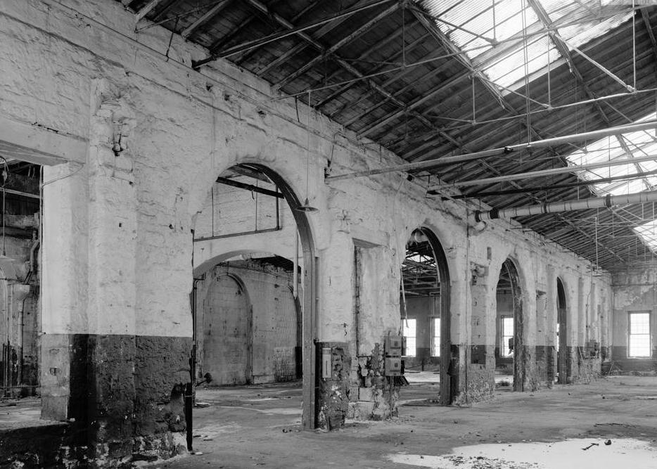 Chicago, Burlington and Quincy -CBQ- Railroad Roundhouse and Shops, Aurora Illinois General view of roundhouse interior