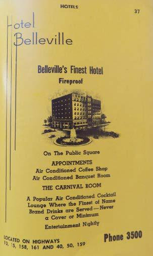 Hotel Belleville, Belleville Illinois 1950 advertisement (1950)