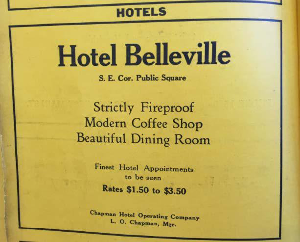 Hotel Belleville, Belleville Illinois Earliest city directory advertisement for the hotel (1931)