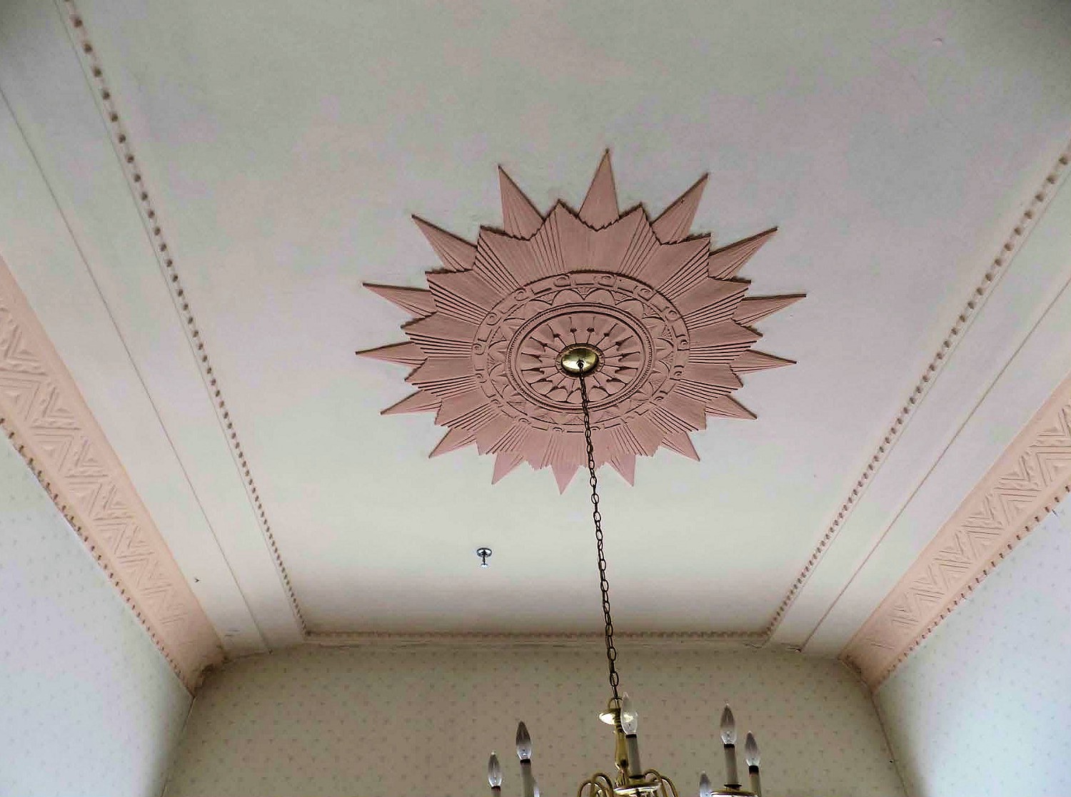 Hotel Belleville, Belleville Illinois 1<sup>st</sup> floor interior vestibule ceiling from Primary entry (2017)