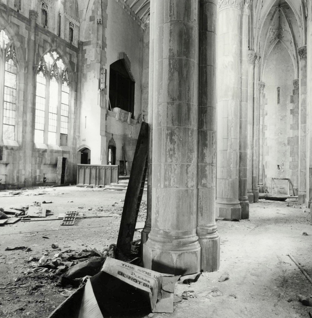 St. Luke's Hospital Complex, Chicago Illinois Showing columns of church, looking towards apse (1982)