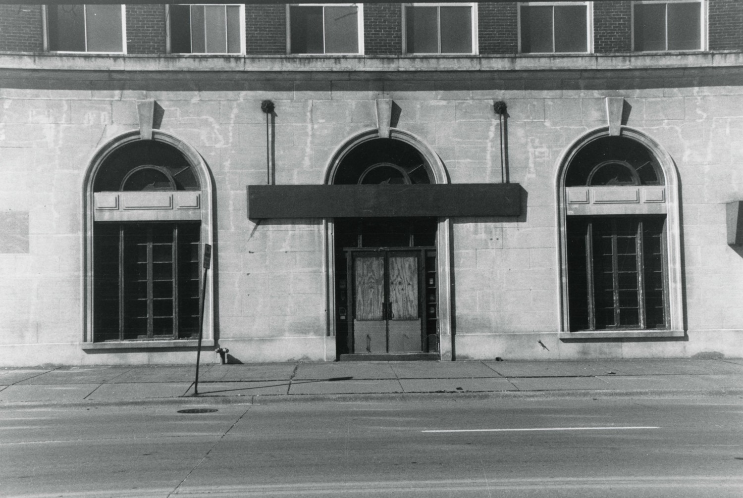 LeClaire Hotel, Moline Illinois Facade main entry and flanking windows (1993)