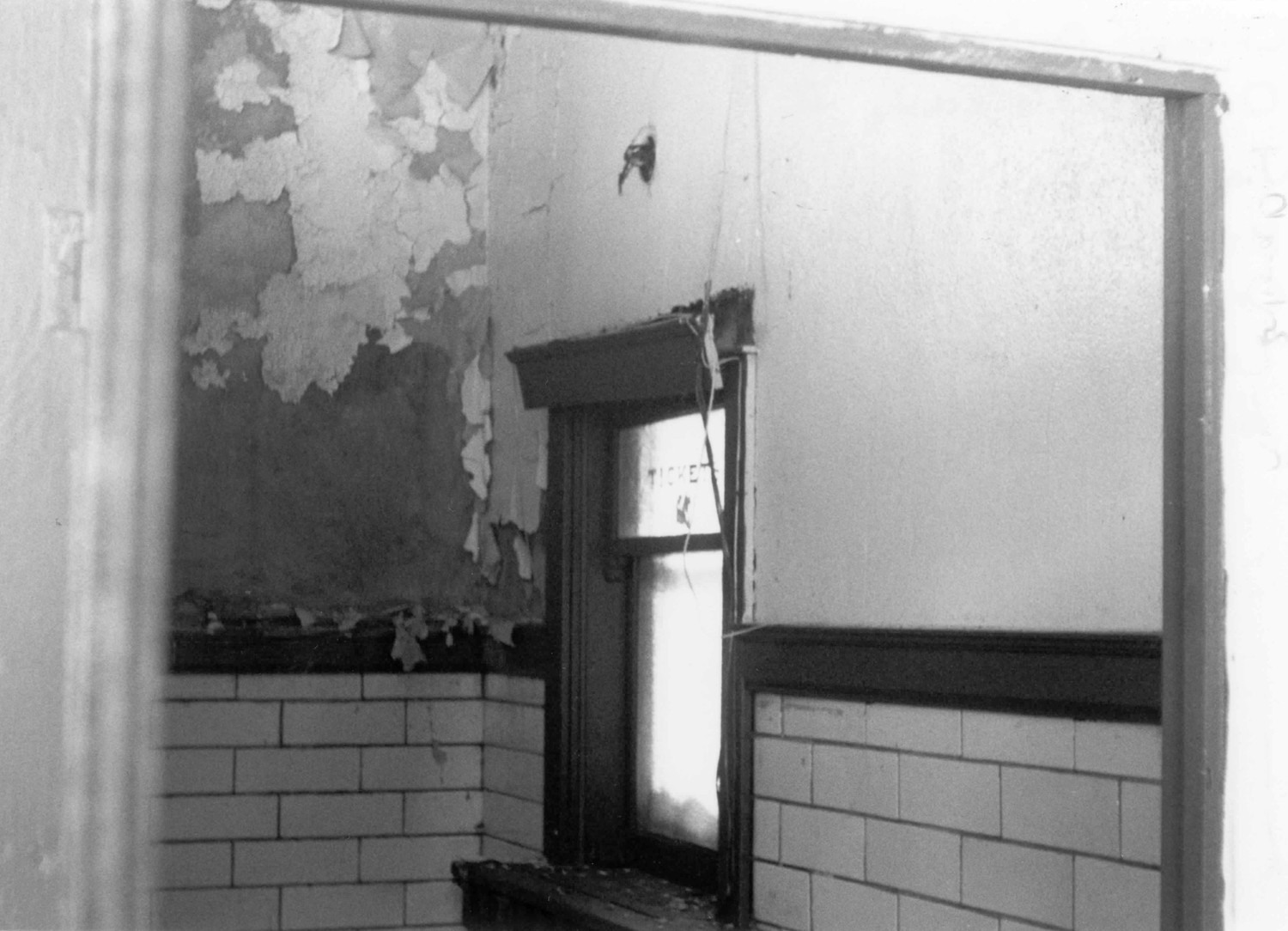 Chicago, Burlington, and Quincy Railroad Depot, Oregon Illinois Ticket window from waiting room (1994)