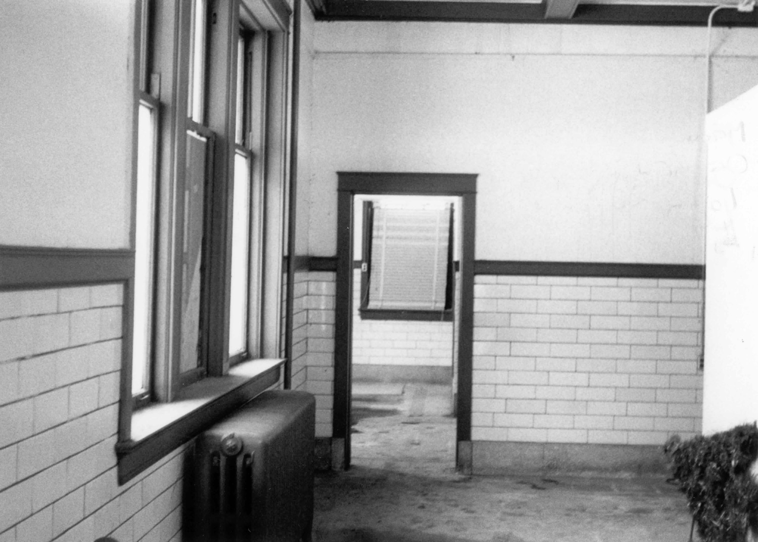 Chicago, Burlington, and Quincy Railroad Depot, Oregon Illinois Waiting room looking to women's restroom (1994)