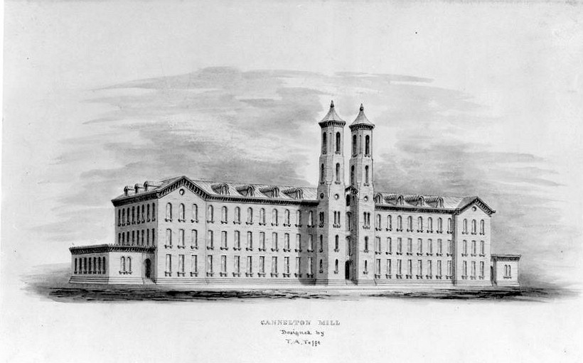 Indiana Cotton Mills, Cannelton Indiana ARCHITECTURAL WASH DRAWING OF CANNELTON MILL 