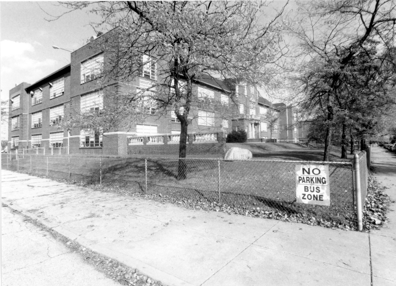 Ralph Waldo Emerson School, Gary Indiana Front and west elevations, camera facing northeast (1993)