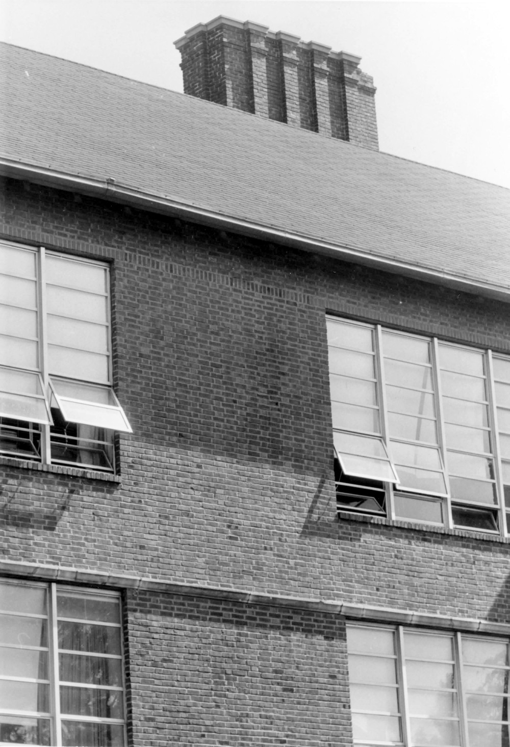 Ralph Waldo Emerson School, Gary Indiana Chimney on east side of building, camera facing north (1993)