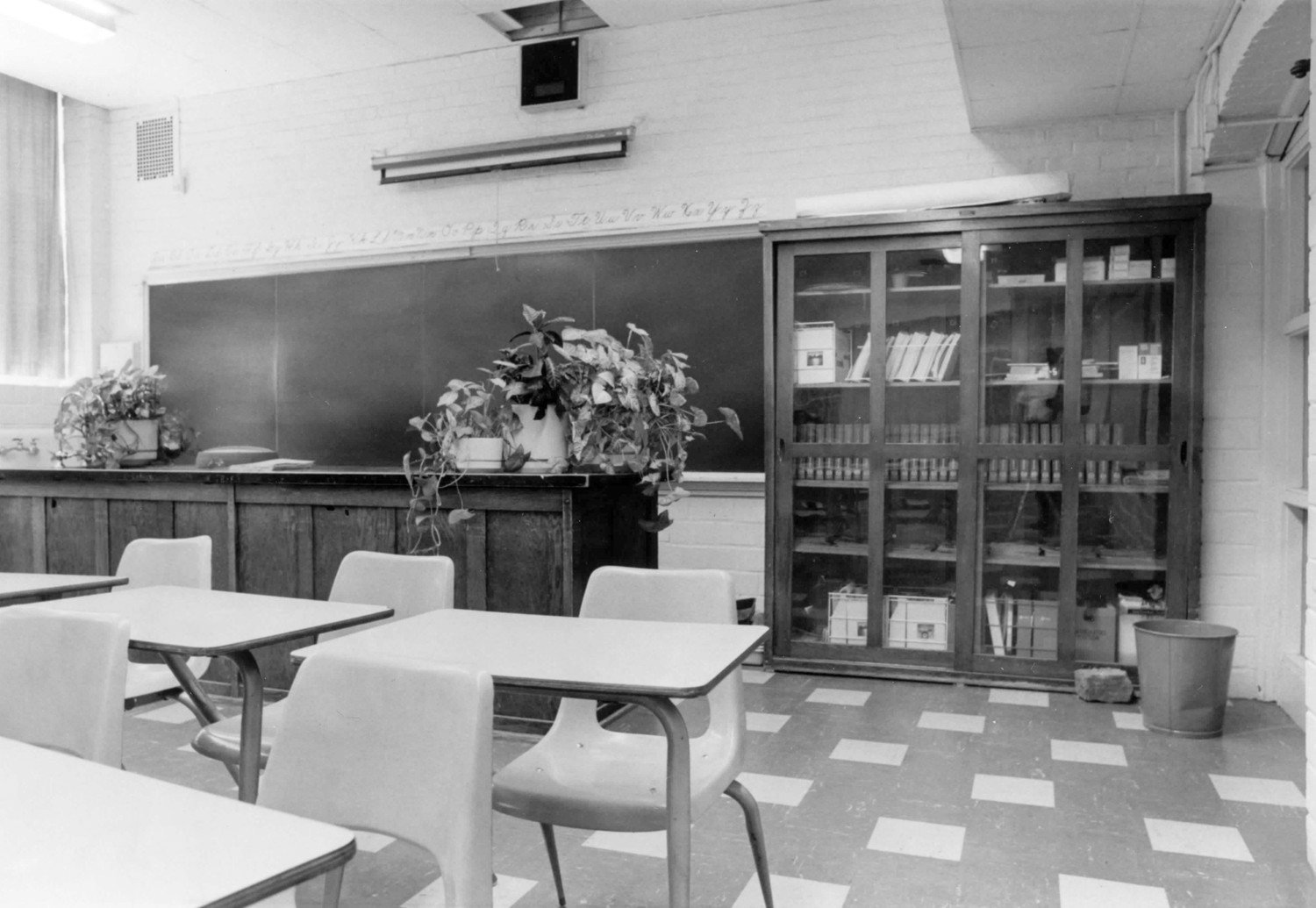 Ralph Waldo Emerson School, Gary Indiana Mathematics classroom with built-in desk and cabinets (1993)