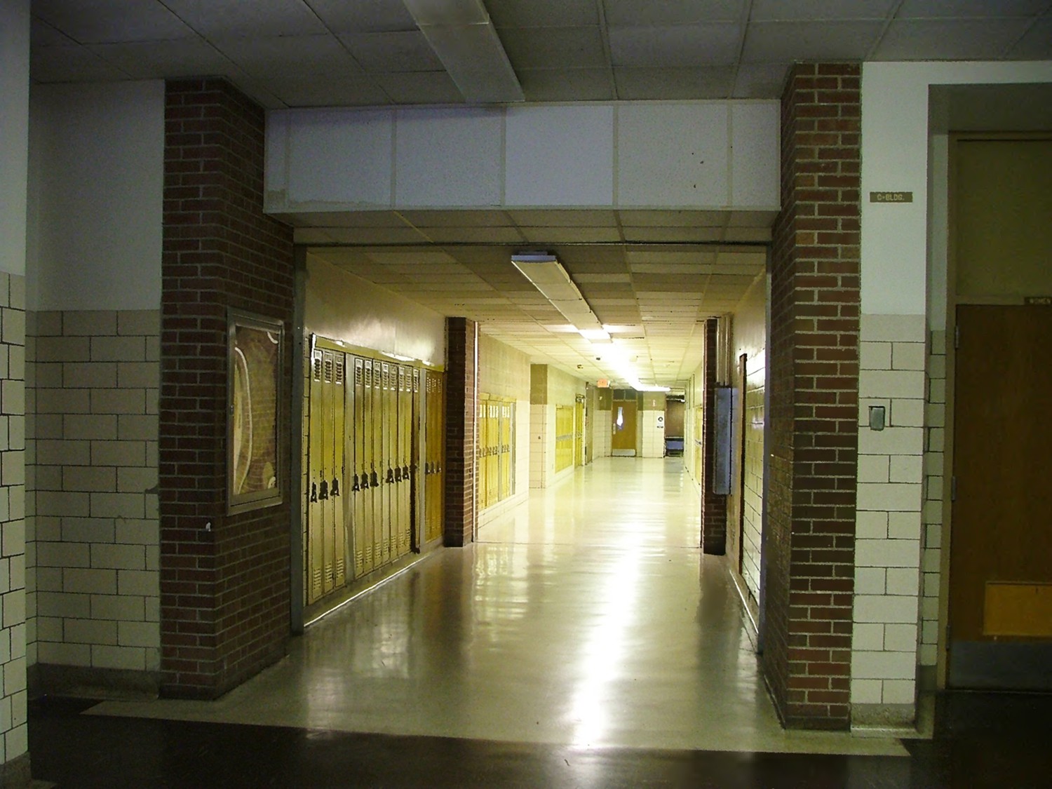 Theodore Roosevelt High School, Gary Indiana Second floor hallway, 1968 section. Camera facing north (2010)