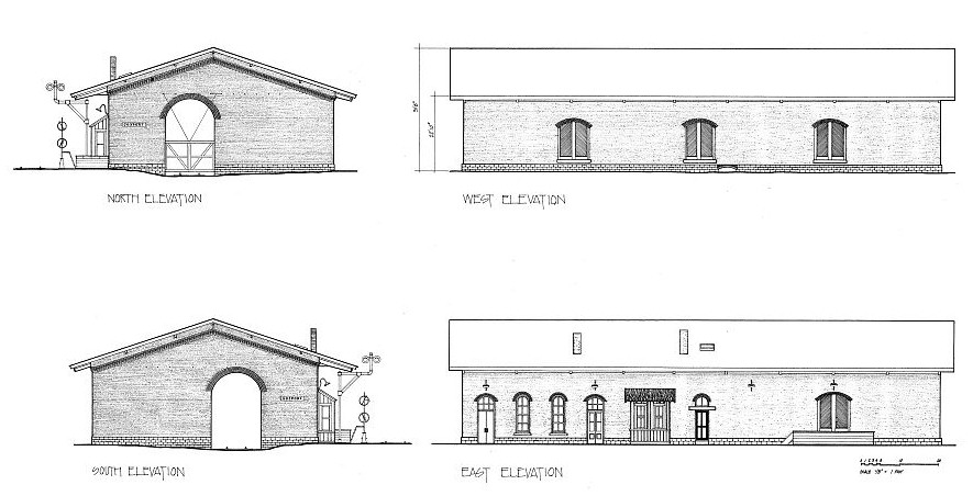 Passenger and Freight Railroad Station, Gosport Indiana Elevations