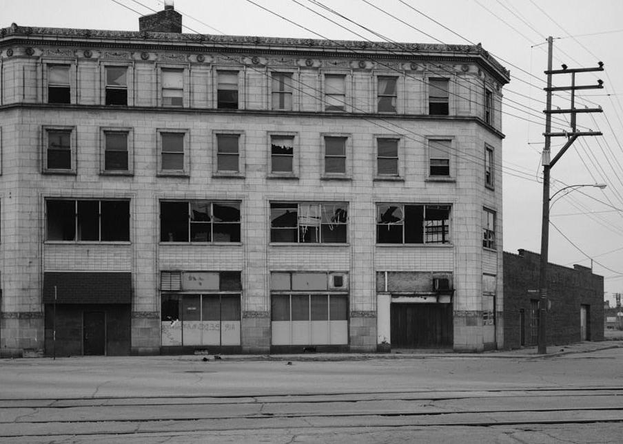 Indiana Hotel, Hammond Indiana 1991  View southwest, northeast elevation